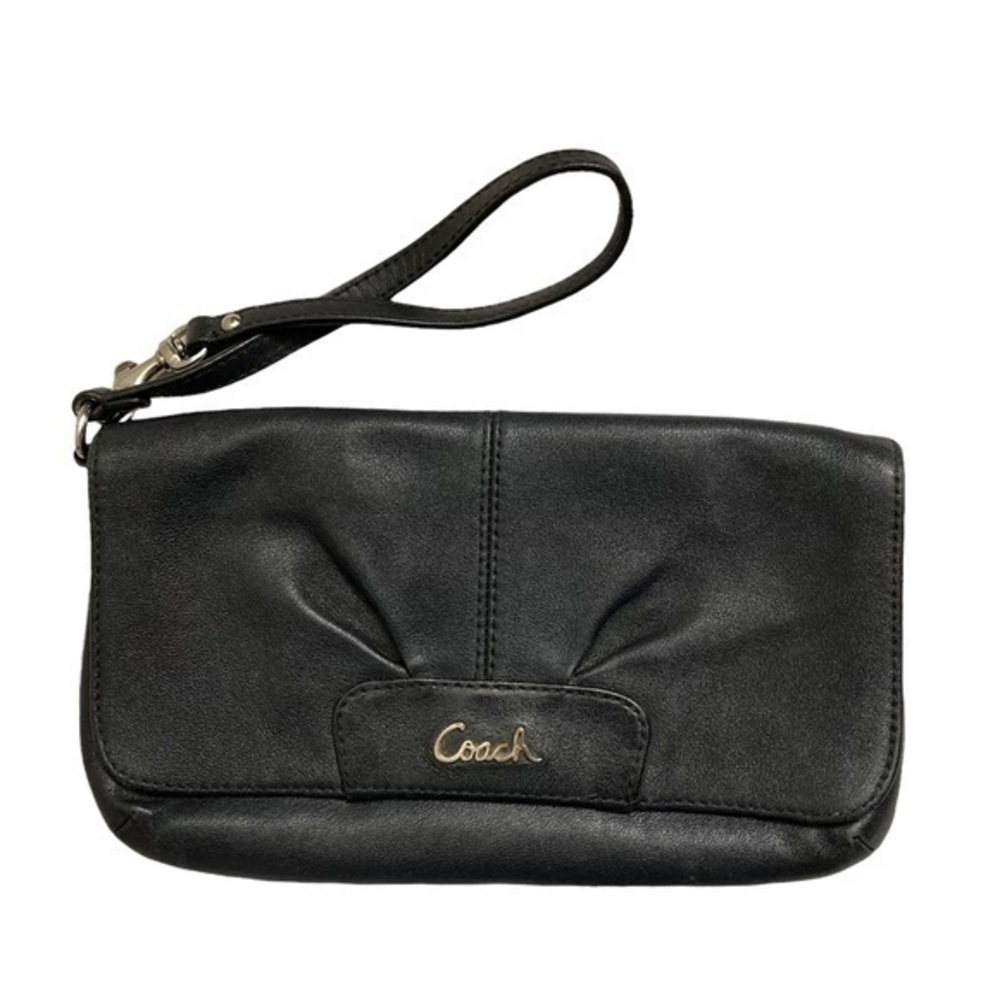 Coach black leather Ashley wristlet bag